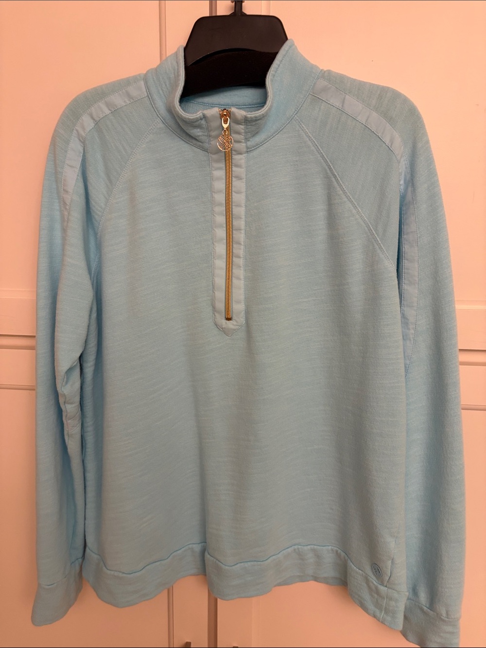 Lilly Pulitzer Light Blue Quarter-Zip Pullover Ashlee